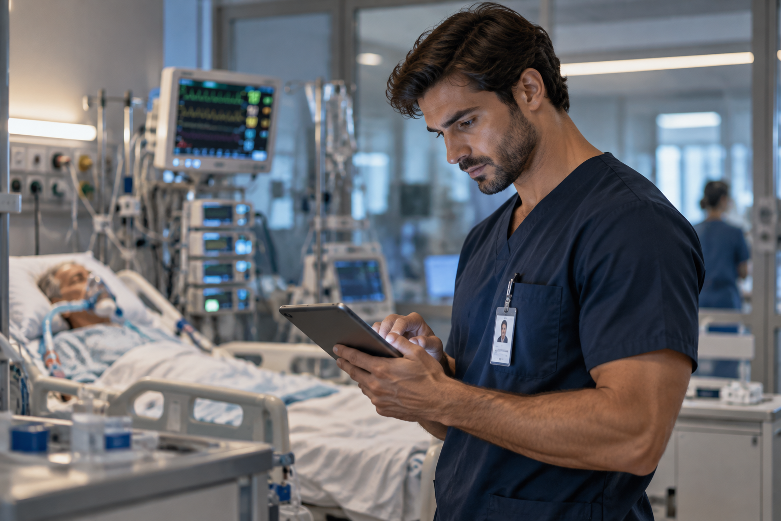 Médico atualizando prontuário eletrônico de paciente