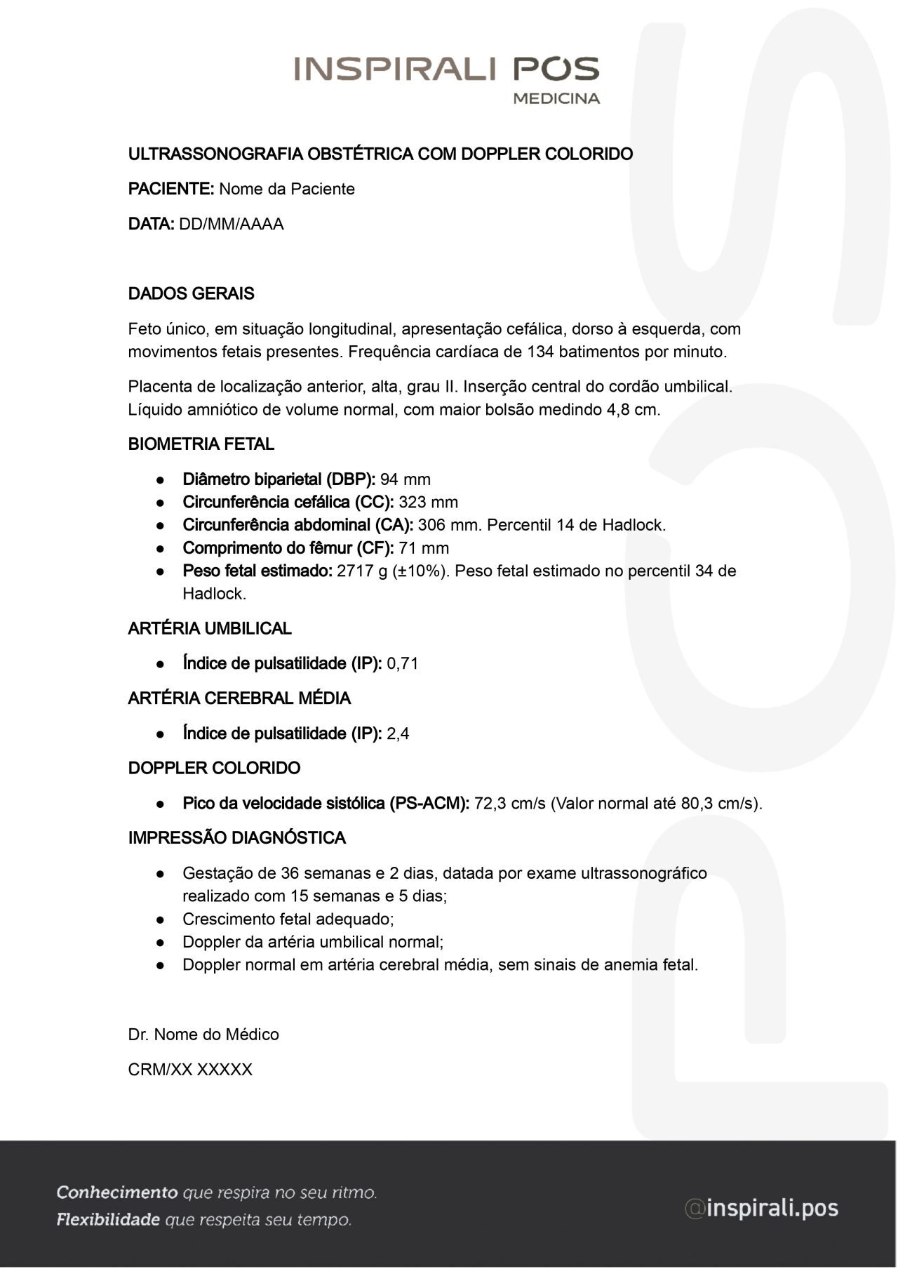 laudo de ultrassonografia obstétrica